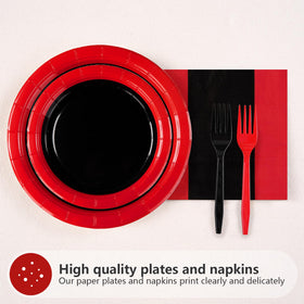 Grencian red and black 6.5 inch napkins soft and absorbent for quick cleanup