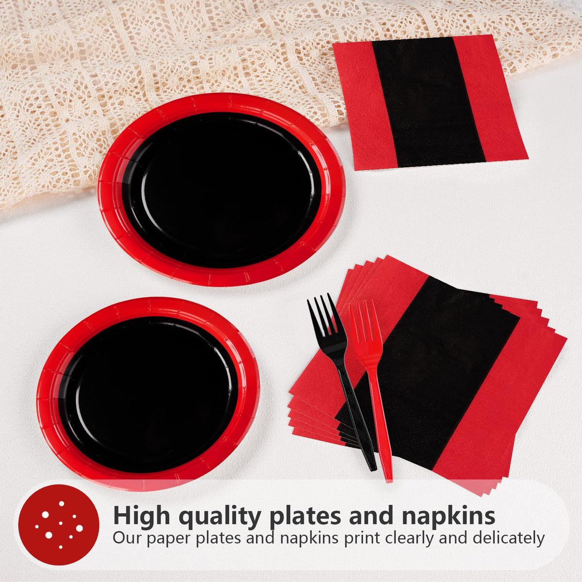 Grencian red and black plastic forks sturdy for party servings