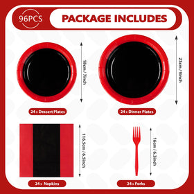 Grencian red and black 7 inch plates ideal for appetizers and cake