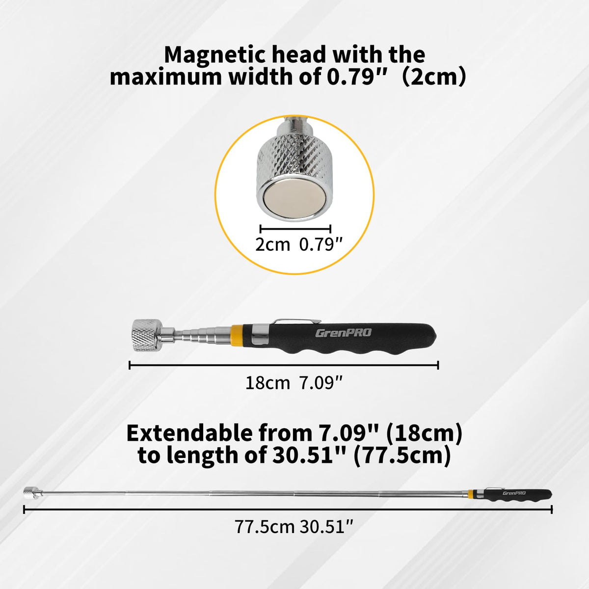 GRENPRO product packaging featuring a magnetic pickup tool