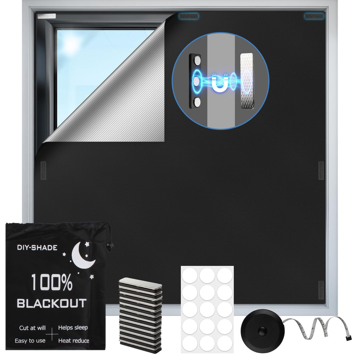 Grestar 118x58 magnetic blackout window cover provides complete darkness for better sleep