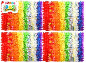 Grestar 200-piece Hawaiian leis bulk, vibrant colors for Luau party decor