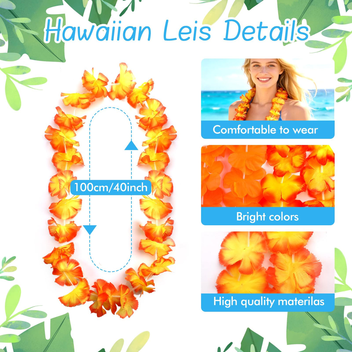 Grestar leis colorful strands brighten any luau or pool party decor.