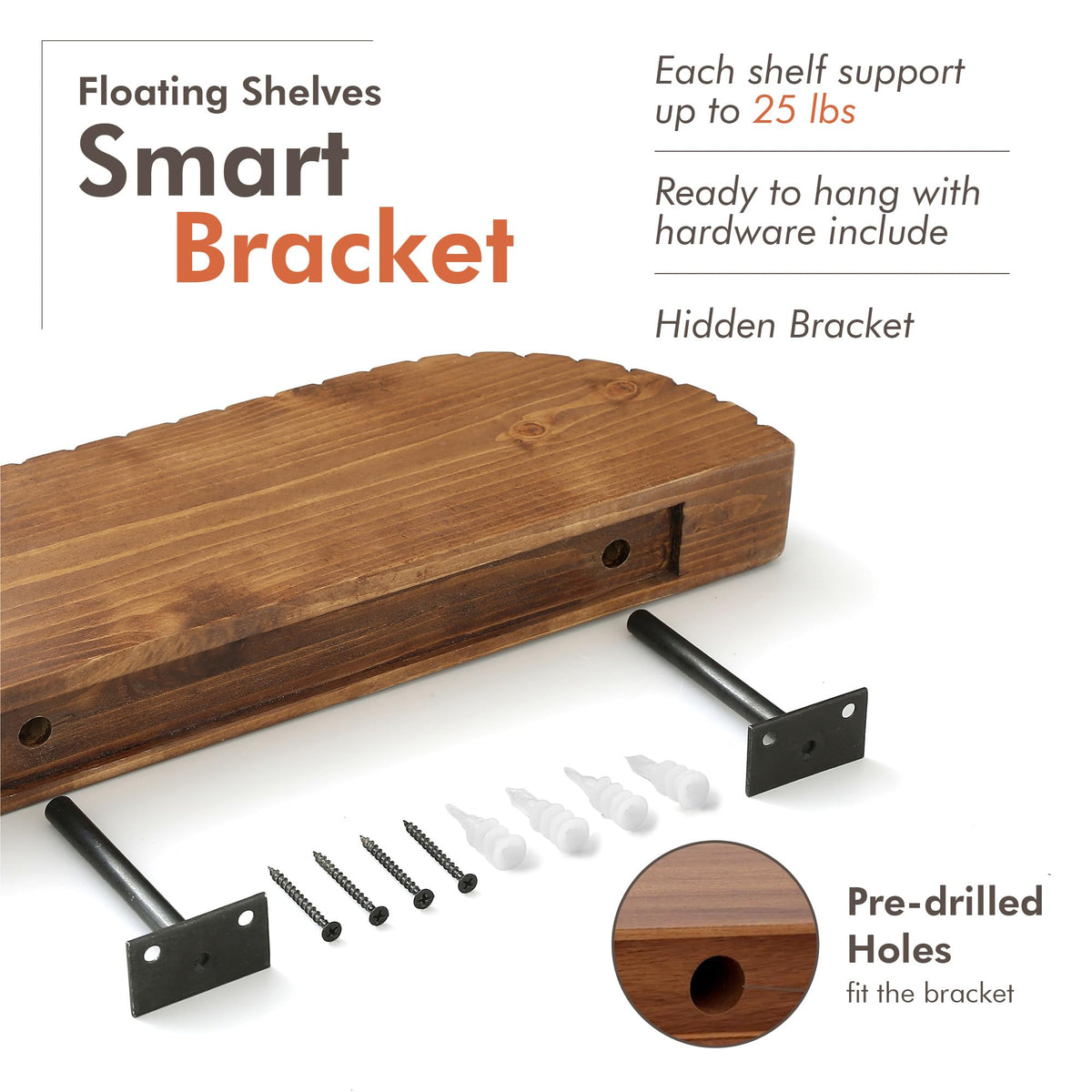GRID FORTE shelf with included durable brackets for secure wall mounting