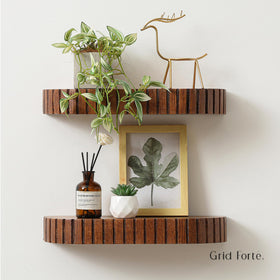GRID FORTE two-pack shelf side view highlighting fluted edge texture for contemporary décor