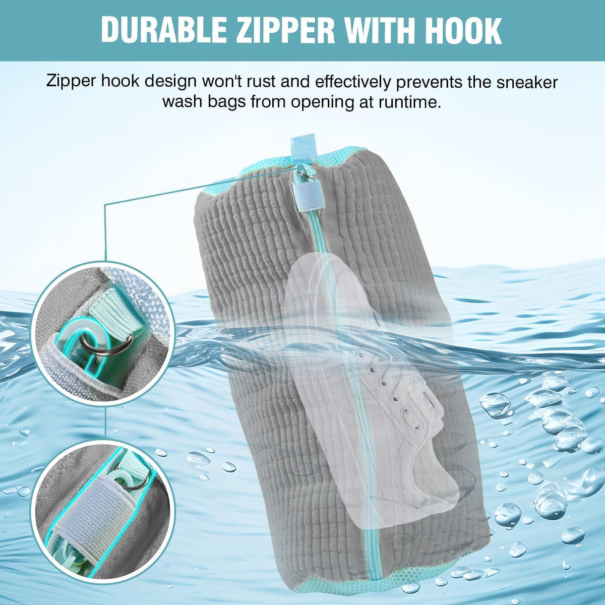 Gripooaven durable zipper with hook prevents opening and protects drum