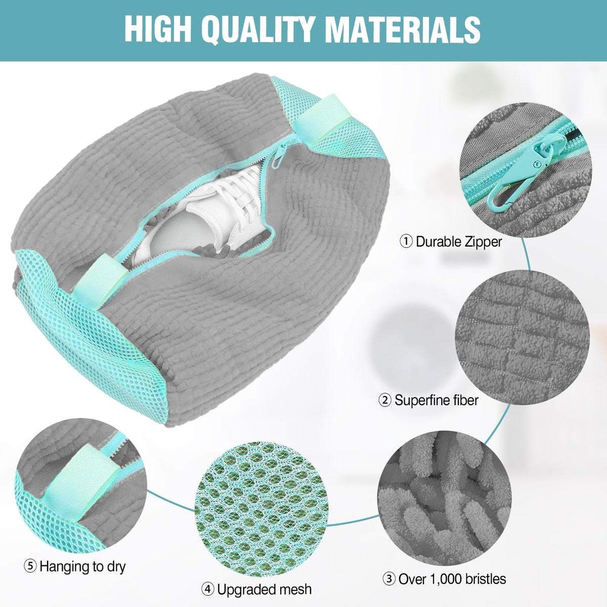 Gripooaven large-capacity bag fits multiple shoes for efficient laundry