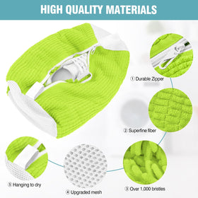 Inside view shows bristles aiding stain removal on sneakers