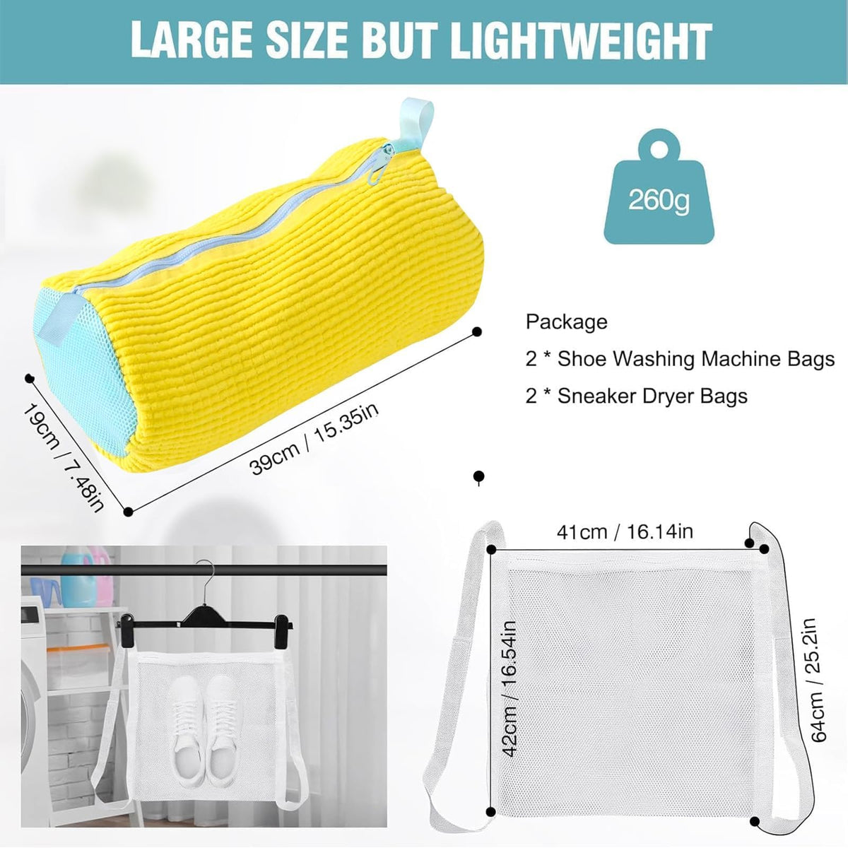 Gripooaven yellow bag interior with shoes ready for washing
