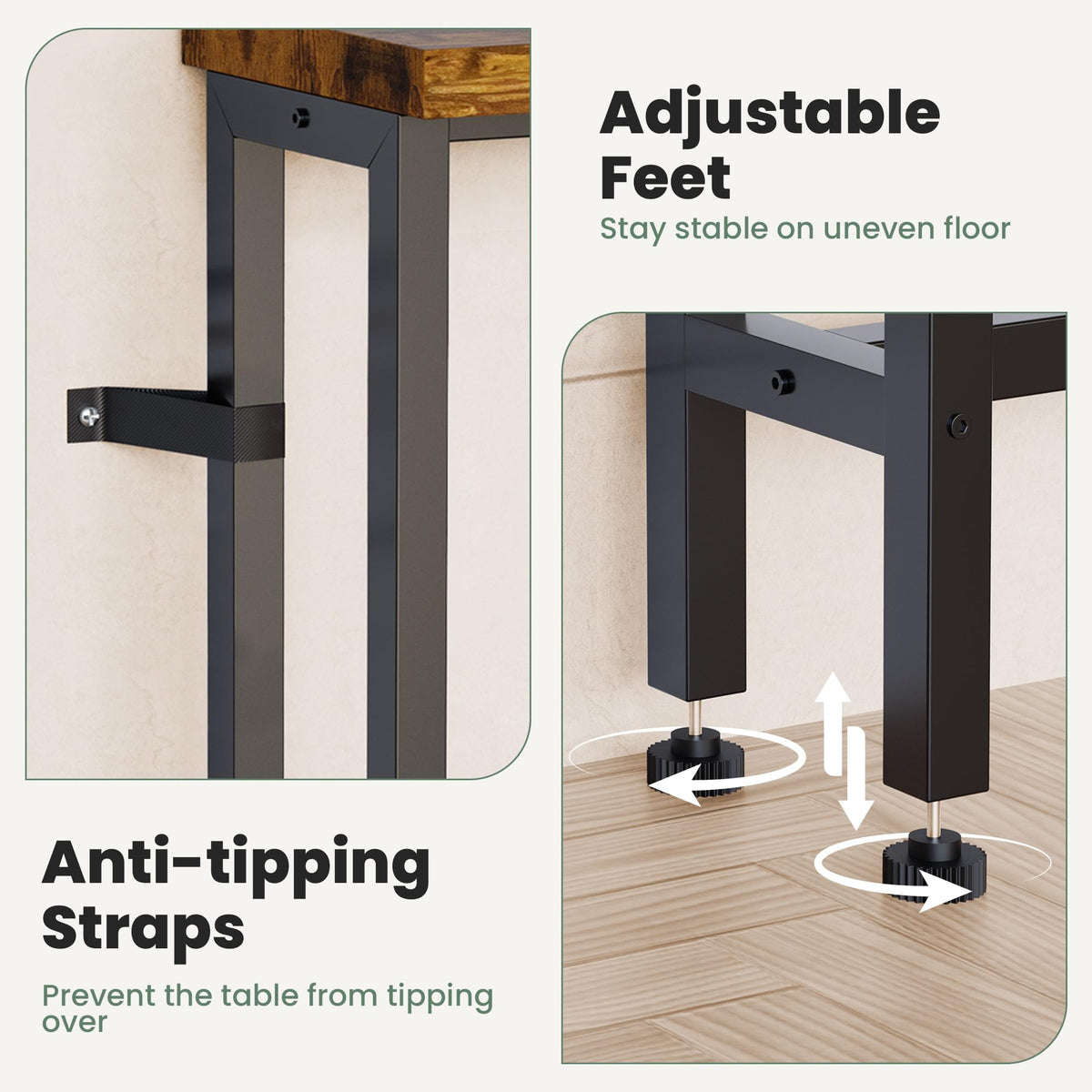 GRLEAF 4.9-foot power cord keeps cords tidy and within reach.