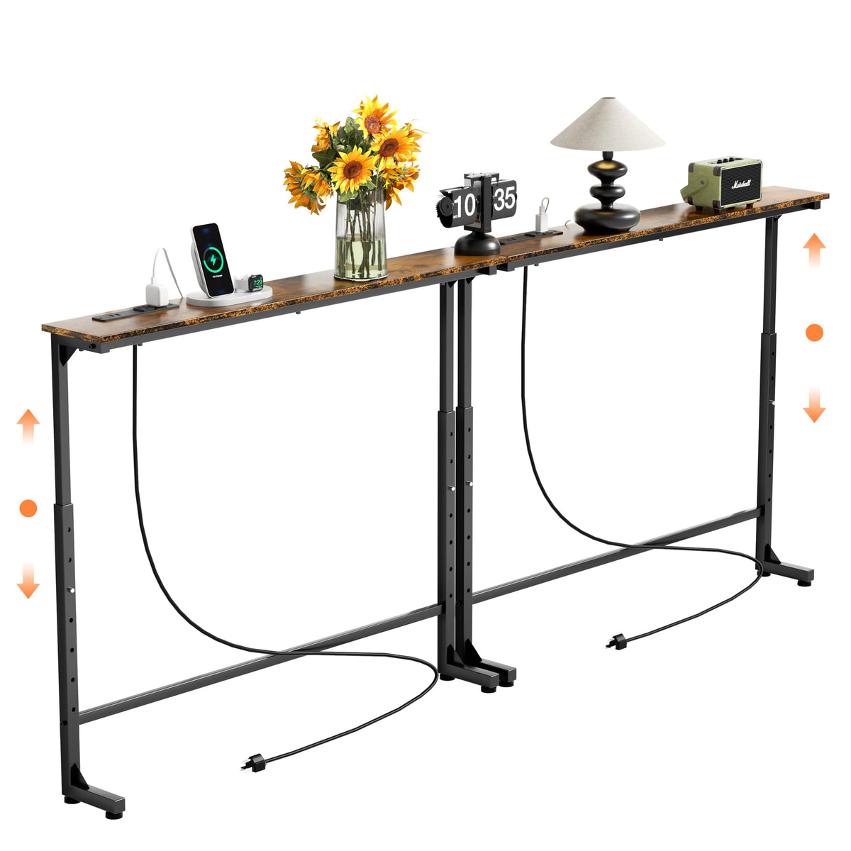 GRLEAF adjustable-height narrow console table in front view for space-saving living room setup