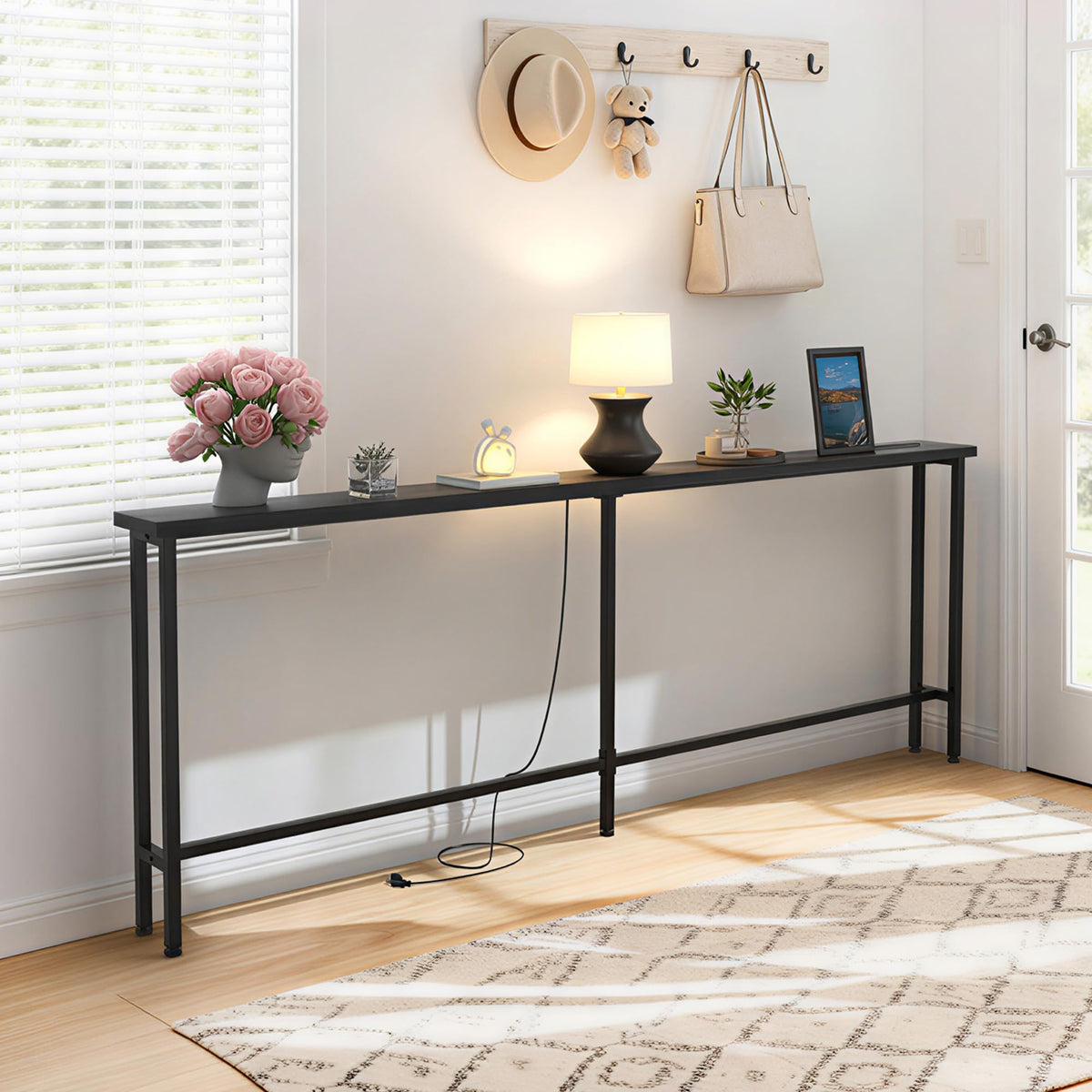 GRLEAF engineered wood top in black surface complements contemporary interiors with reliable support.
