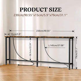 GRLEAF easy-assembly sofa table shown with hex wrench included for quick setup.