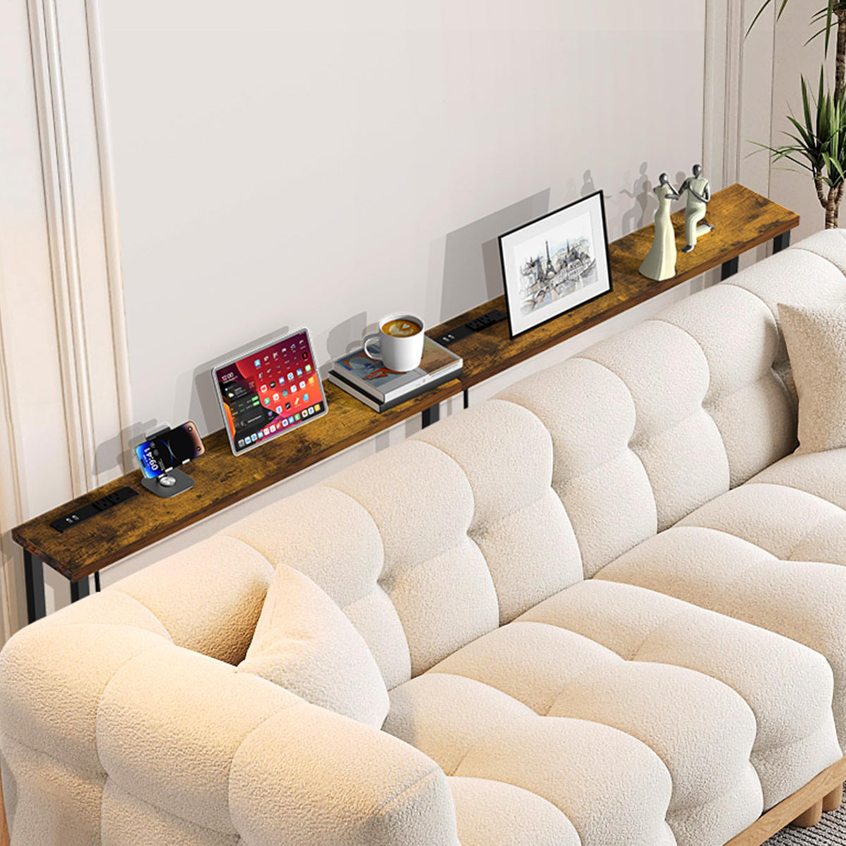 Sturdy GRLEAF sofa table with engineered wood top and metal frame supporting up to 220 pounds.