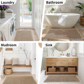 GRLYUH khaki color tone complements rustic bathroom decor