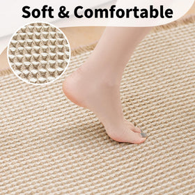 GRLYUH waffle bath mat close-up shows plush waffle texture for step-in comfort.