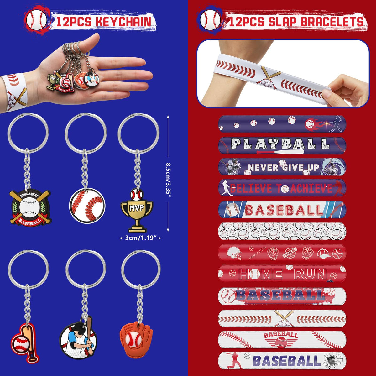 Grneric baseball keychains offer durable keepsakes for guests.