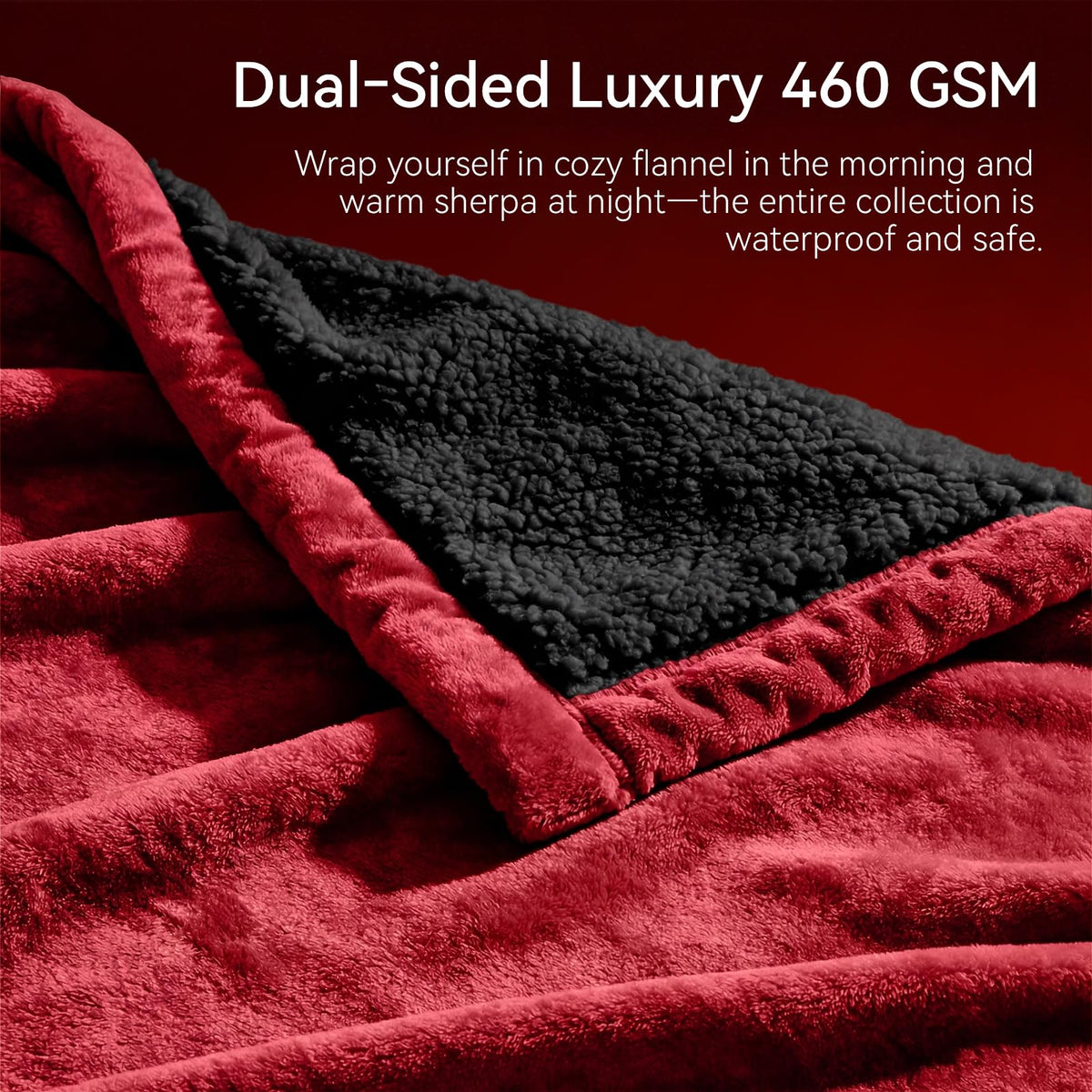 GROOSE blanket with Sherpa backing providing extra warmth and comfort.