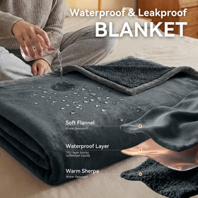 GROOSE waterproof blanket on sofa protects furniture from spills and pets.