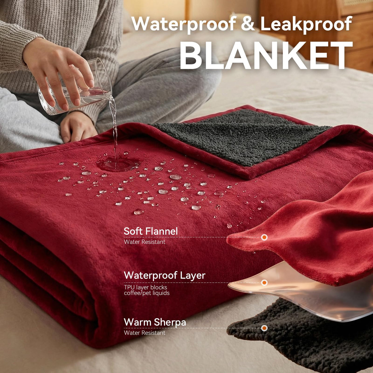GROOSE blanket interior features a TPU waterproof layer for reliable barrier.