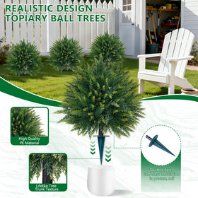 Grooy 4-piece cedar topiary set, each 23 inches tall, ready for use.