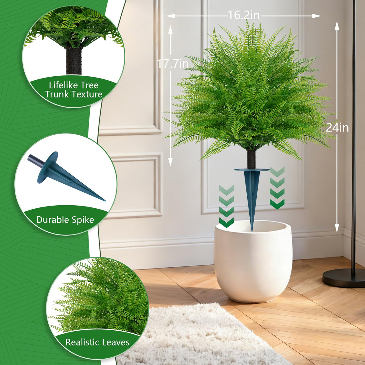 Grooy artificial Boston fern look with durable leaves for vibrant spaces.