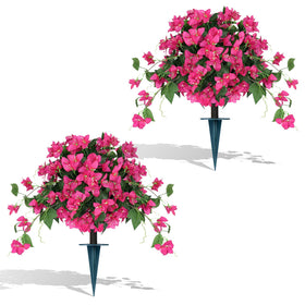 Grooy Bougainvillea Topiary Ball outdoor pair with ground stakes for instant curb appeal