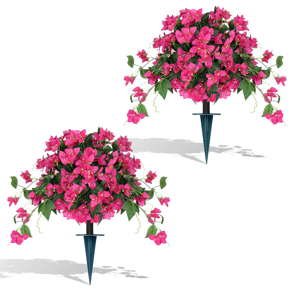Grooy Bougainvillea Topiary Ball outdoor pair with ground stakes for instant curb appeal