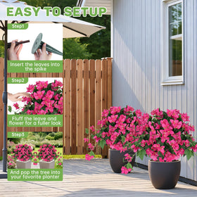Grooy Bougainvillea Topiary Ball on patio highlights pathways with easy stake installation