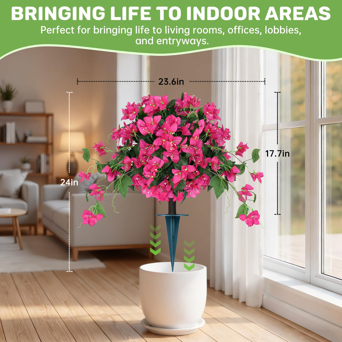 Grooy Artificial Bougainvillea Topiary Ball resists sun and rain for lasting color