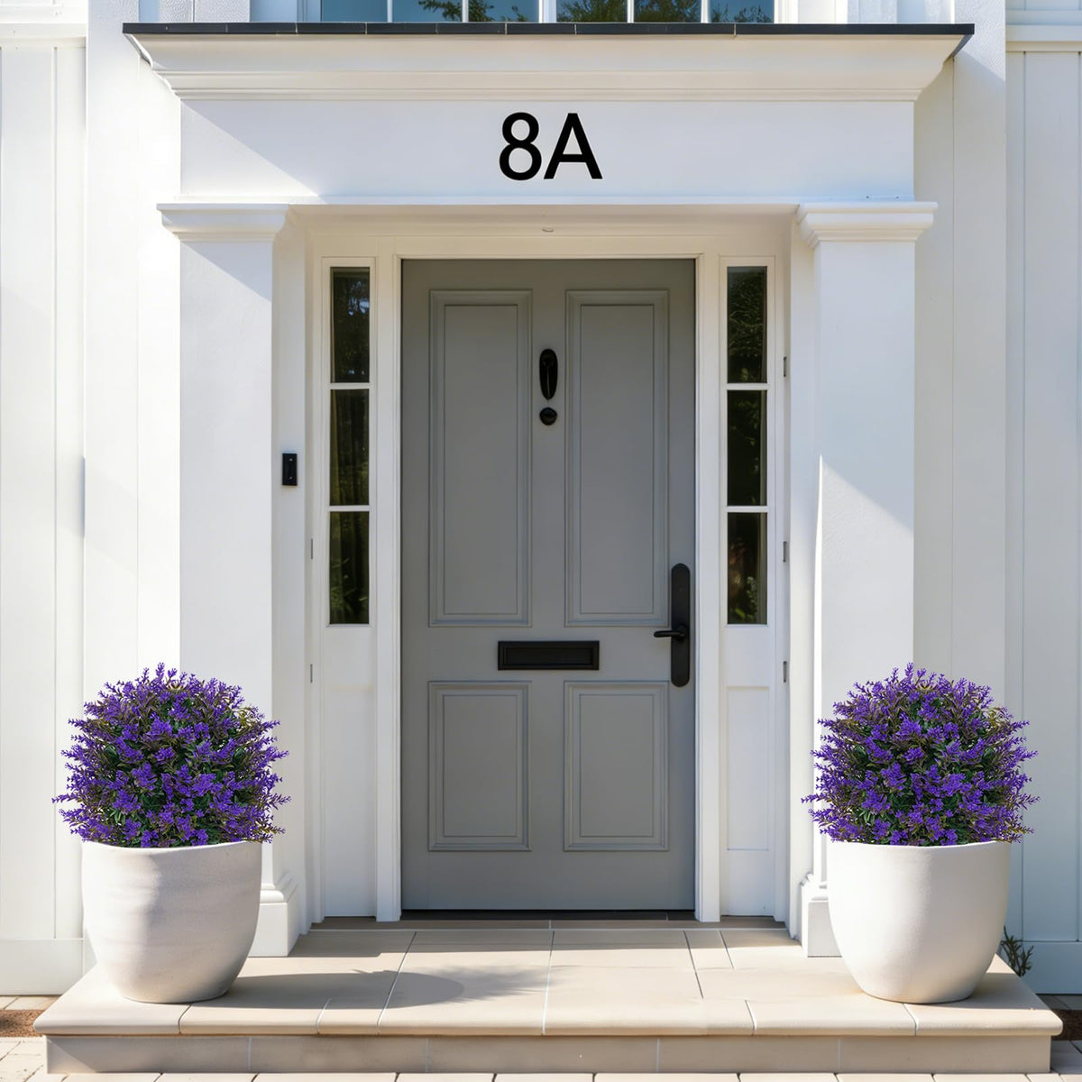 Grooy Lavender Topiary Ball planter display showing realistic, rain-ready foliage.