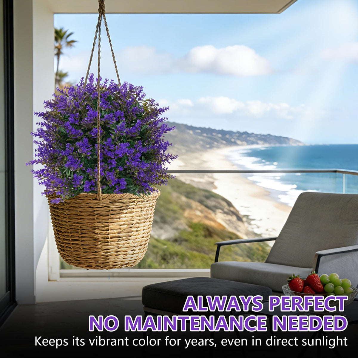 Grooy Lavender Topiary Ball two-pack provides cohesive indoor or outdoor greenery.