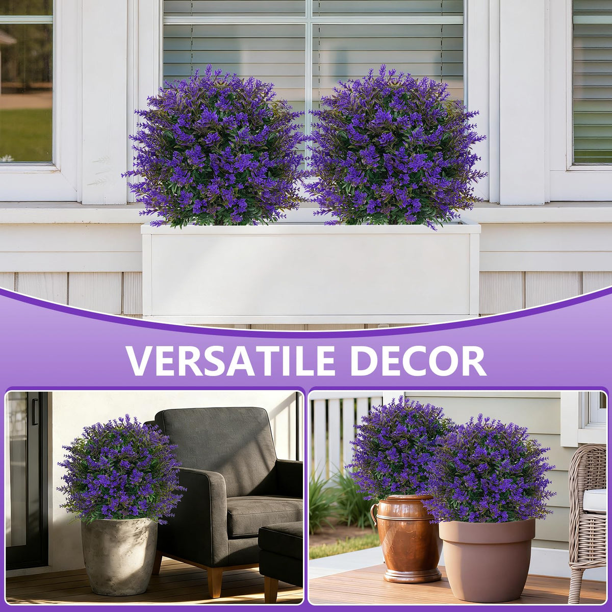 Grooy Lavender Topiary Ball weatherproof design for year-round outdoor use.