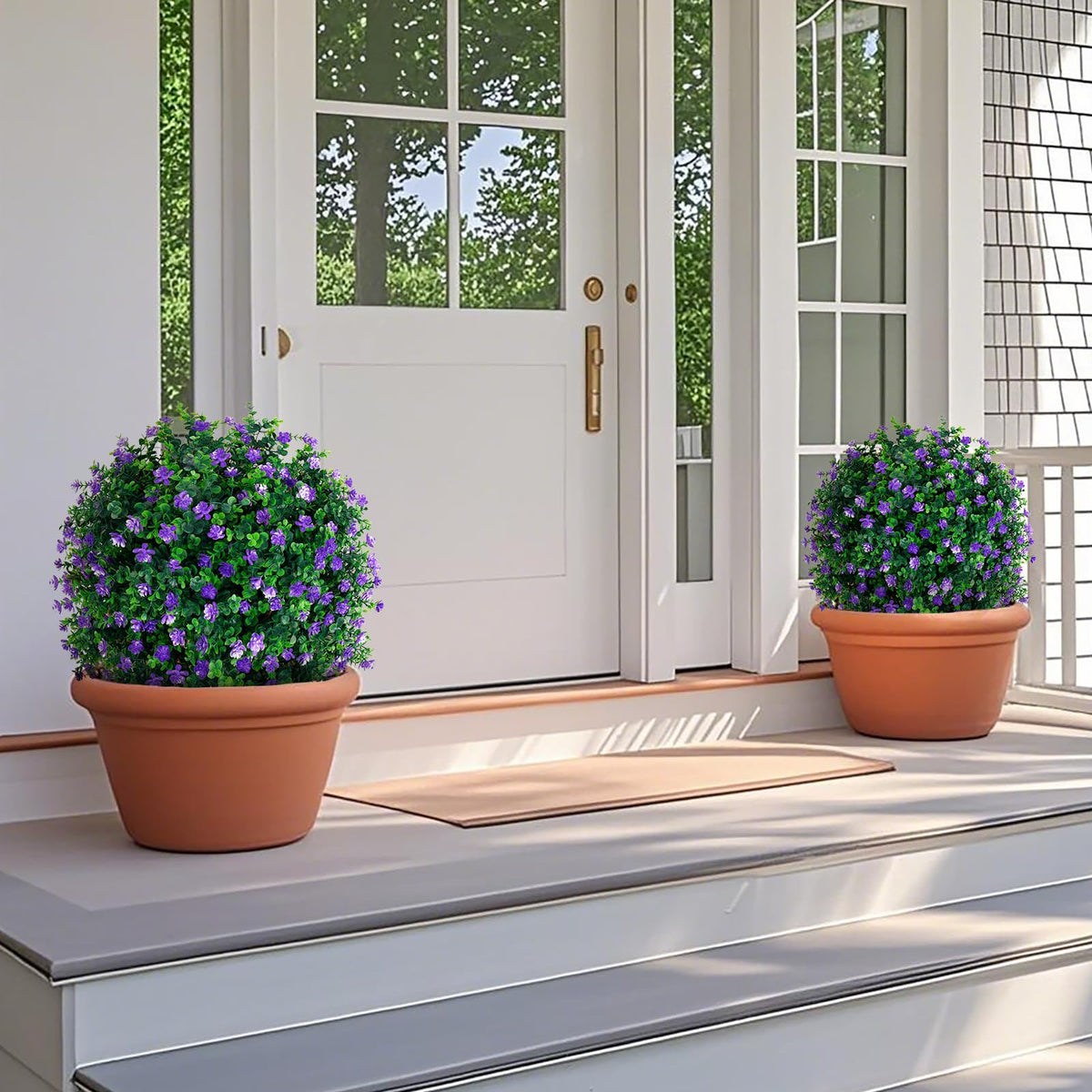 Grooy outdoor porch boxwood planters enhance curb appeal with maintenance-free greenery