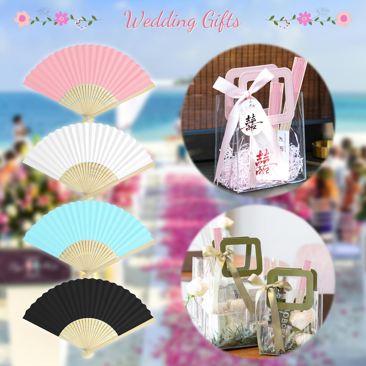 Grosun white paper hand fan opened reveals elegant design and cooling.