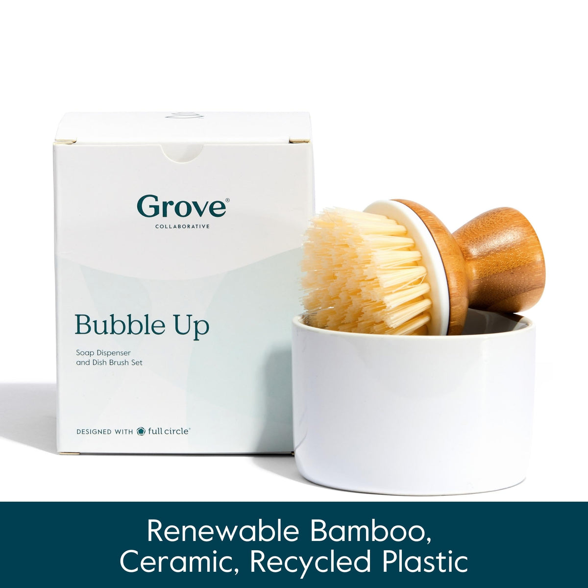 Grove Co Bubble-Up full set on sink shows compact kitchen organization.