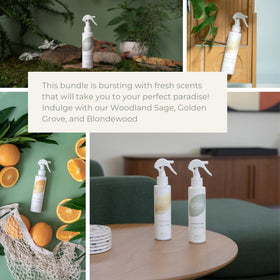 Grow Fragrance Blondewood packaging highlights a woodsy aroma for fabrics.