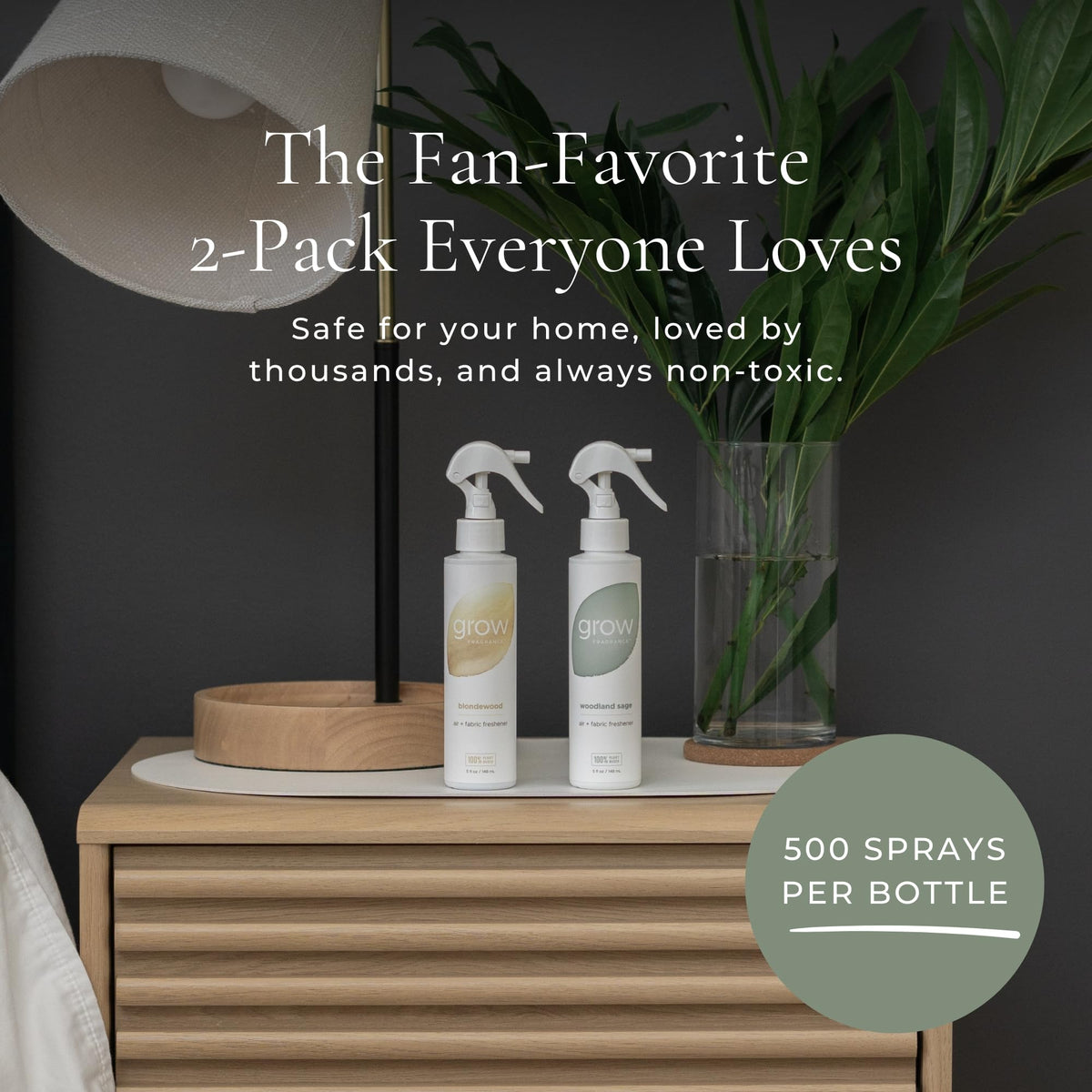 Grow Fragrance Blondewood Woodland Sage sprayer: quick mist to refresh fabrics and linens