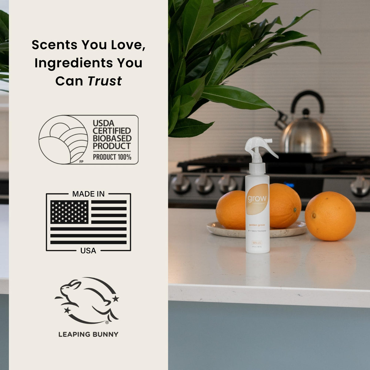 Grow Fragrance Golden Grove small-batch formula uses natural essential oils.
