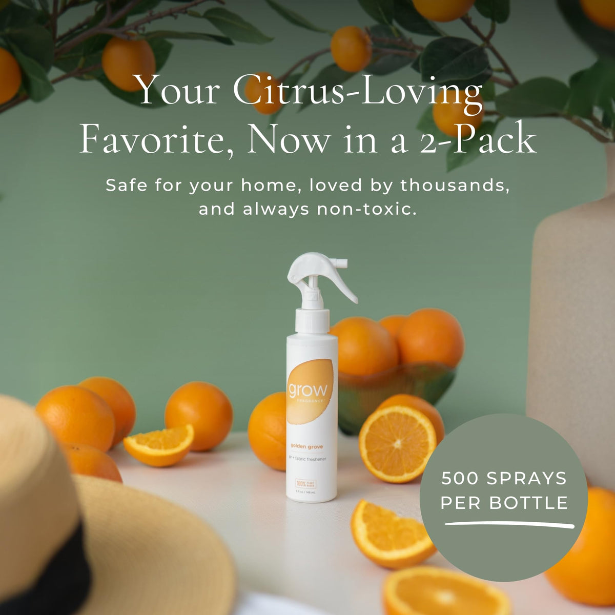 Grow Fragrance Golden Grove spray on fabrics to neutralize odors naturally.