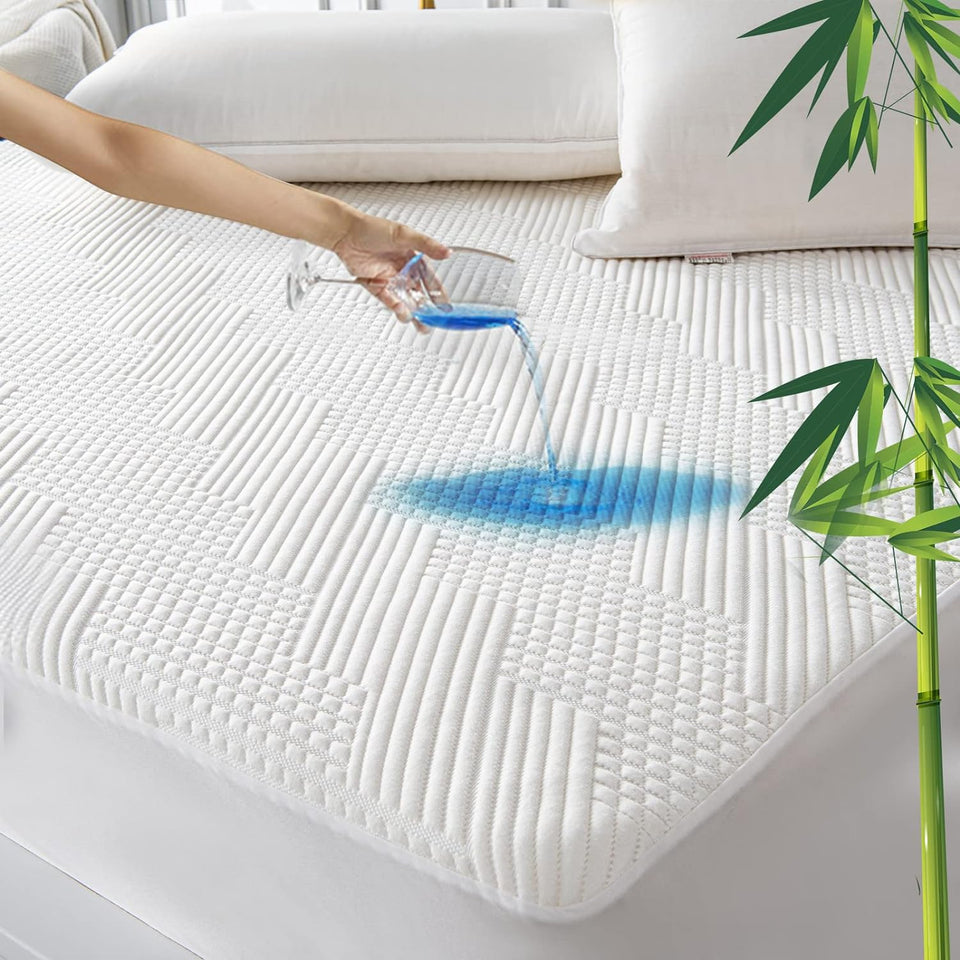GRT California king mattress protector in bamboo rayon for breathable protection.