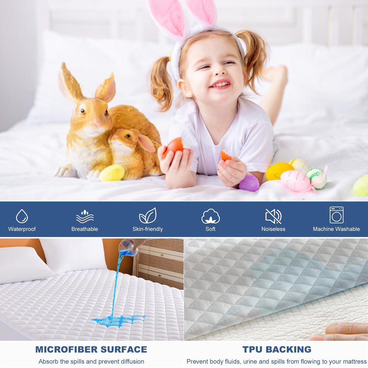 GRT TPU-backed waterproof barrier protects mattresses from spills and accidents
