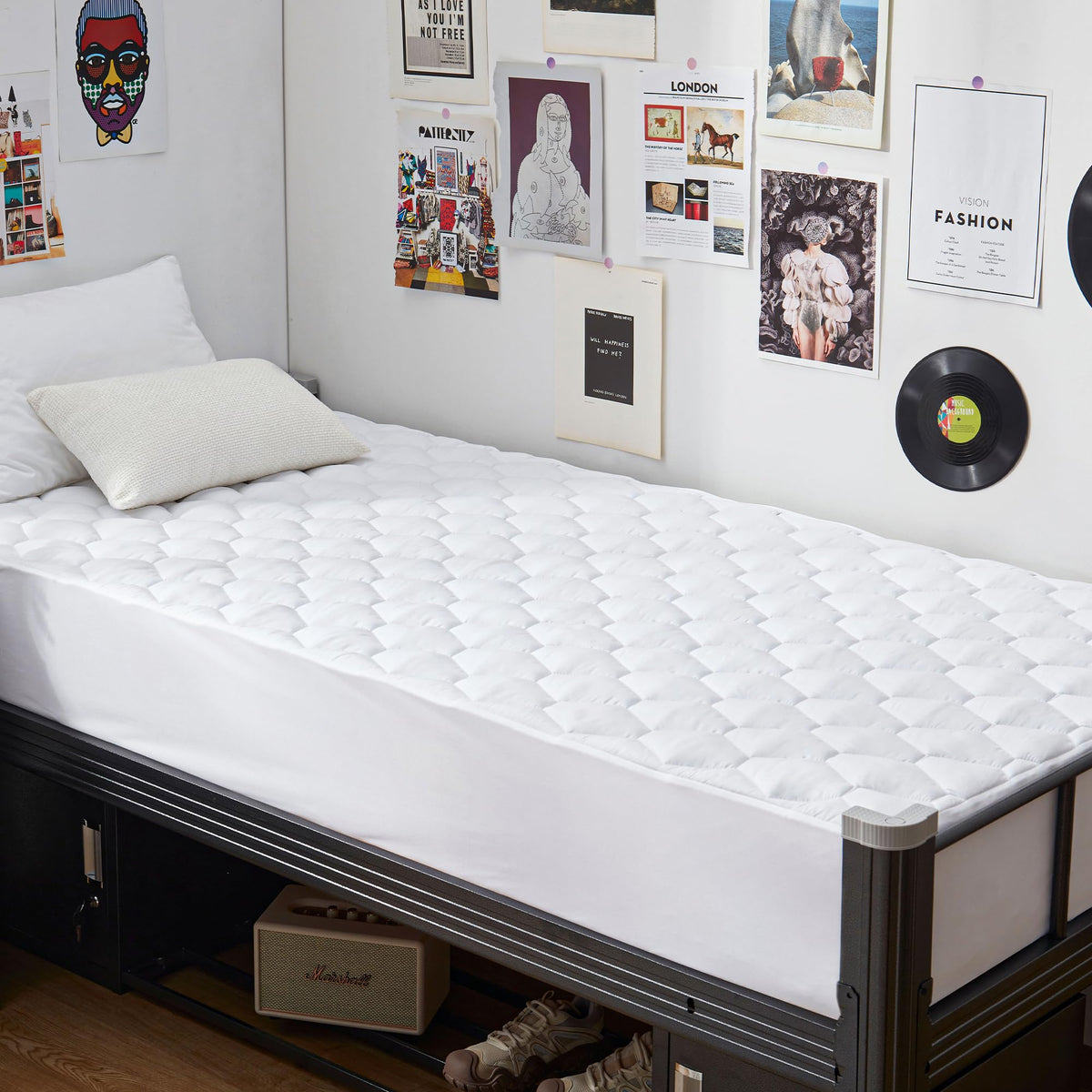 GRT Twin XL Mattress Protector front view shows quilted surface and waterproof layer