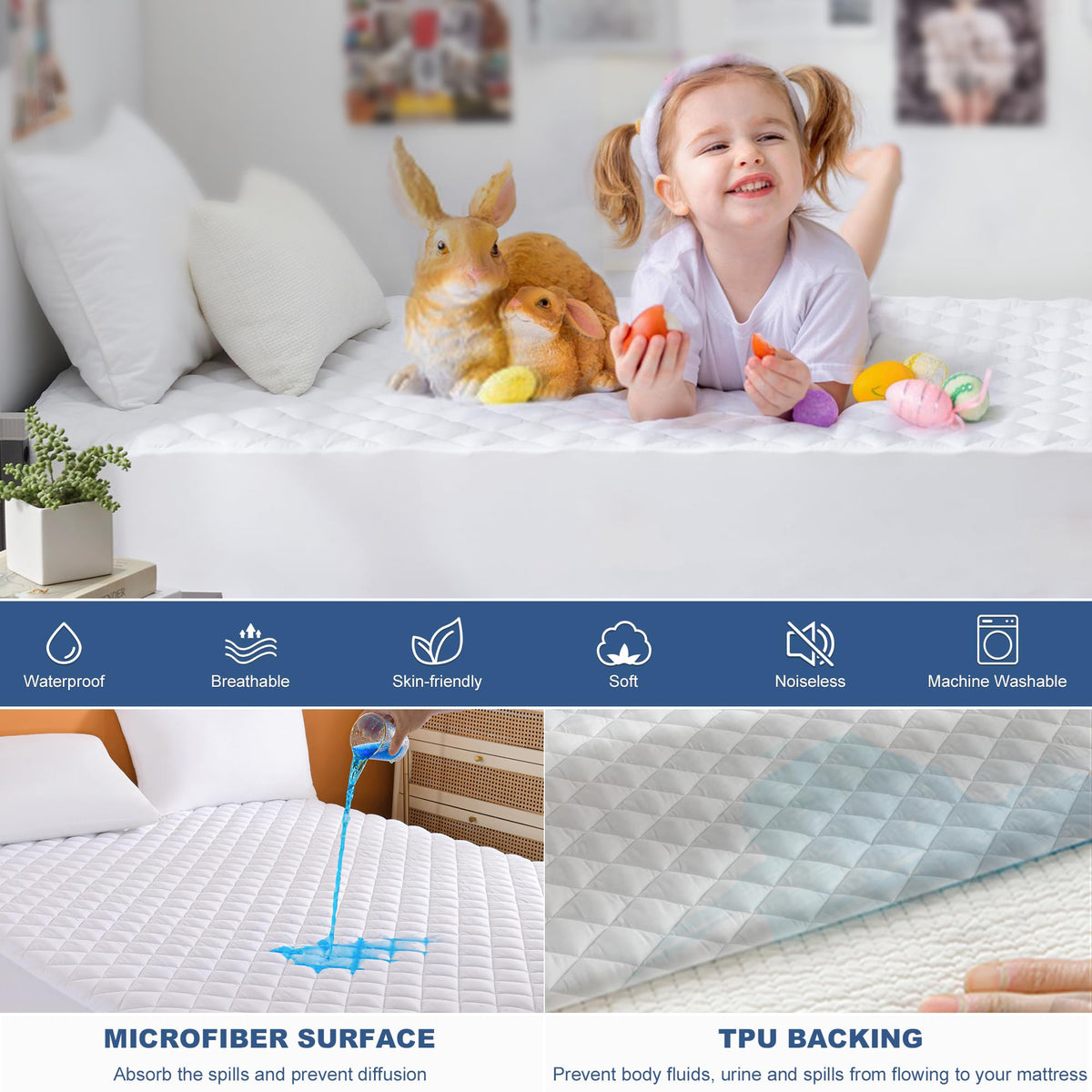 GRT Twin XL noiseless hollow cotton cover for quiet, restful sleep