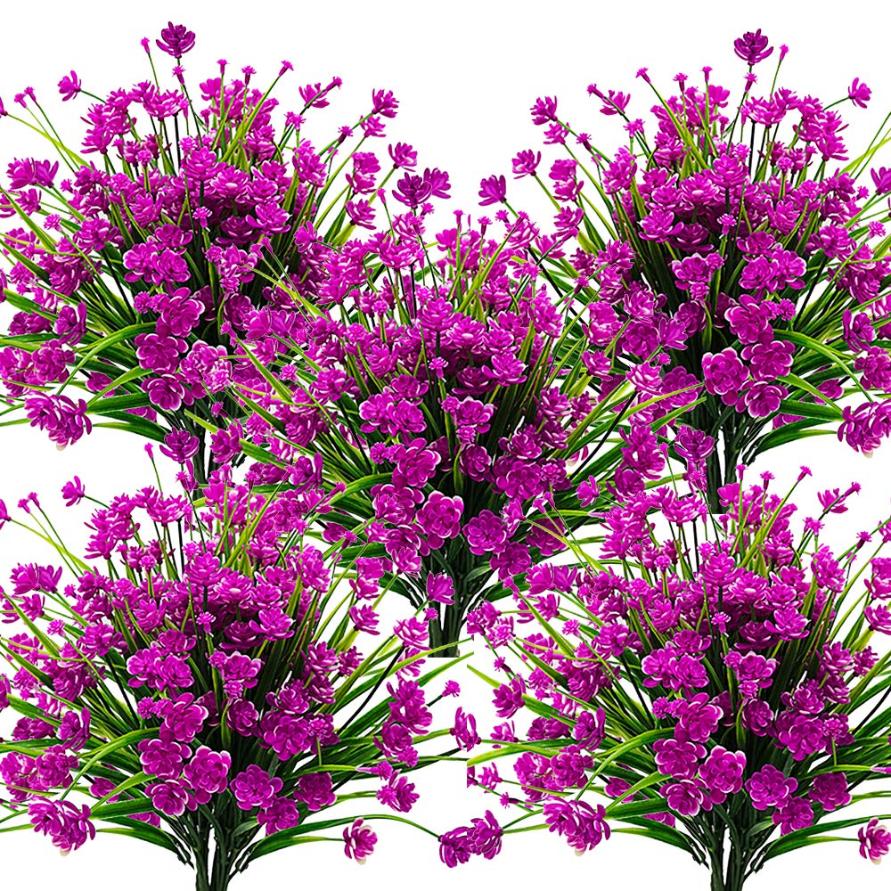 Grunyia 10-bundle artificial flowers for outdoor decor with UV resistance.