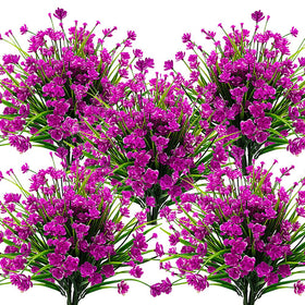 Grunyia 10-bundle artificial flowers for outdoor decor with UV resistance.
