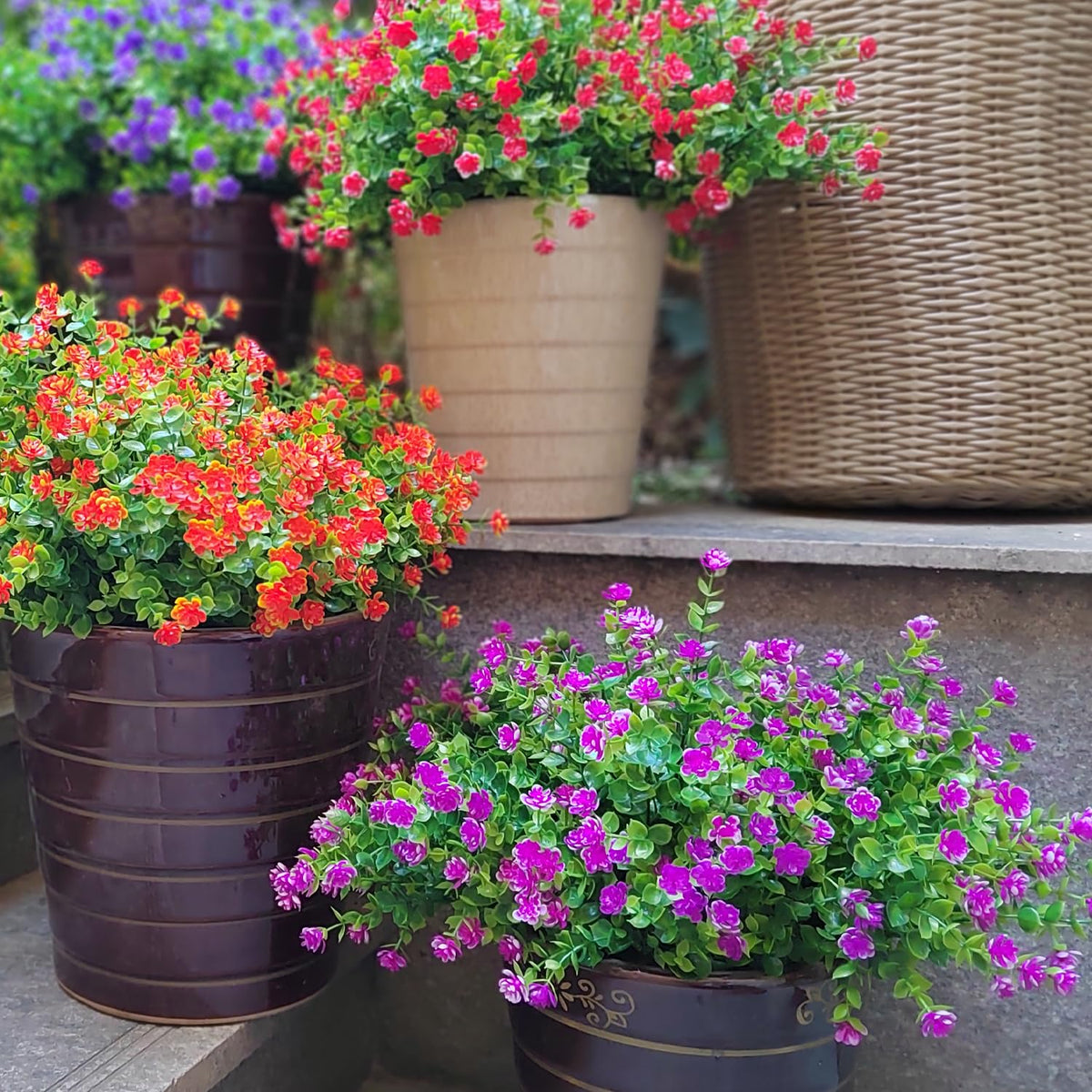 Grunyia outdoor plastic plants delivering realistic color with low maintenance.