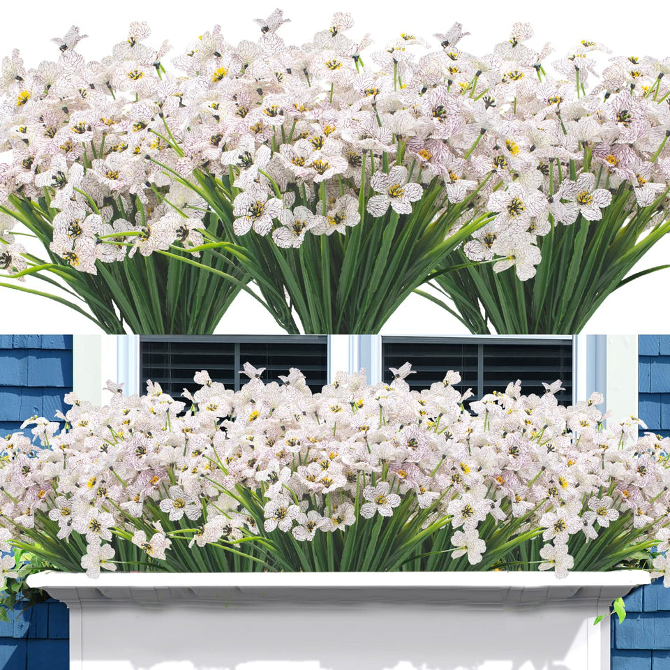 Grunyia 20 Bundles artificial flowers bouquet showcases lush stems for porch decoration.