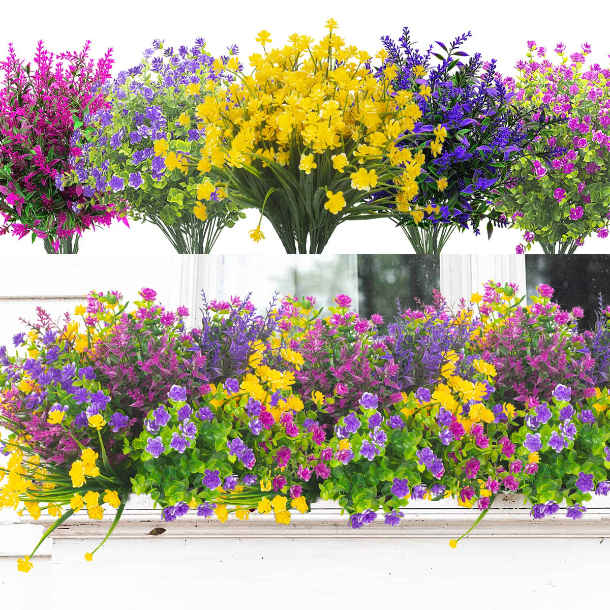Grunyia artificial outdoor flowers with realistic petals for year-round décor.