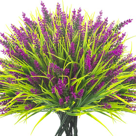 Grunyia 20 bundles monkey grass with fuchsia flowers; creates durable centerpiece with lasting color